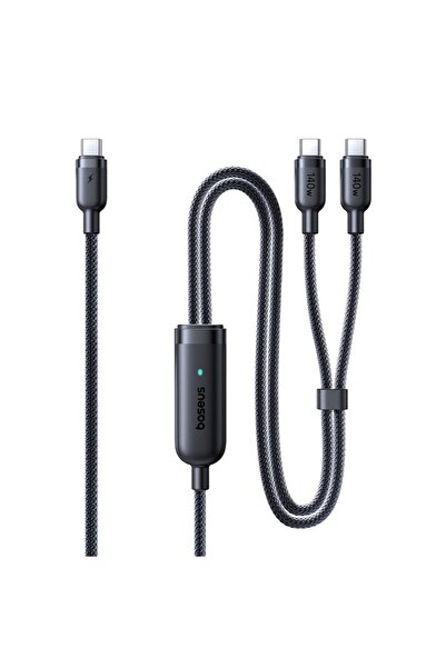 Baseus Cablu Flash 4 140W 2-în-1 Încărcare rapidă USB-C, 1,5m, Negru