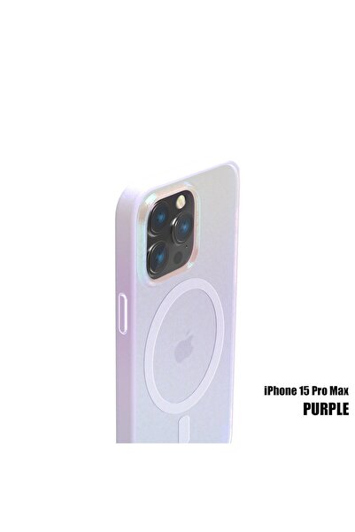 WONEW iPhone 15 Pro Max Quıck Sand Magnet Kılıf – Mor