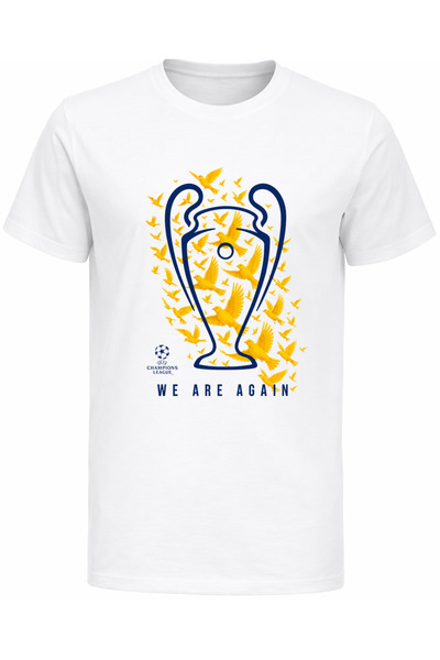 Efendioğlu Design We Are Again Printed Cl Birds in Yellow Navy Colors Adult t...
