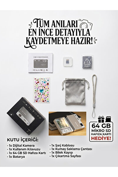 Serreha 4K Ultra HD Vlog Kamerası 64 MP 12x Optik Zoom Dijital Fotoğraf Makin...