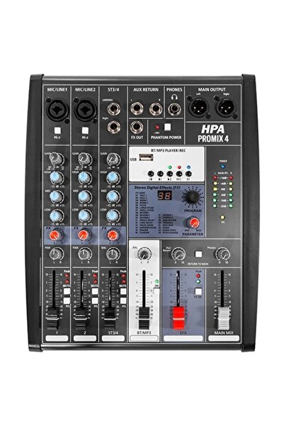 HPA ДИГИТАЛЕН МИКСЕРИ 4 КАНАЛА 48V BT/USB/SD