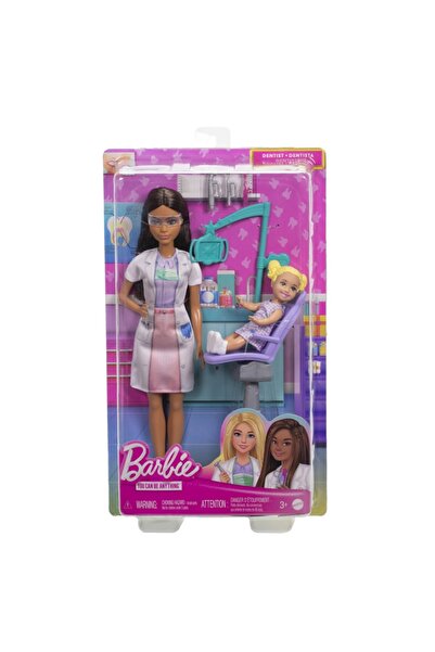 mattel Комплектът за игра с кукла Барби Брюнетка прави кариера на зъболекар