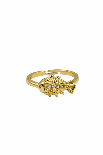 Jack Ferrero Adjustable Fish Figured Zircon Stone Yellow Color Ring