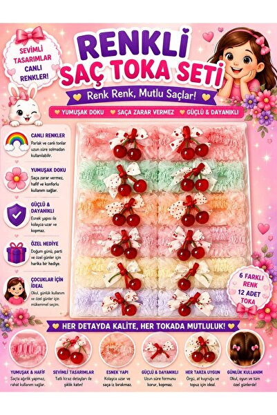 İlkbenaldim 12-dijelni set kopči za kosu za devojčice sa detaljima u obliku t...