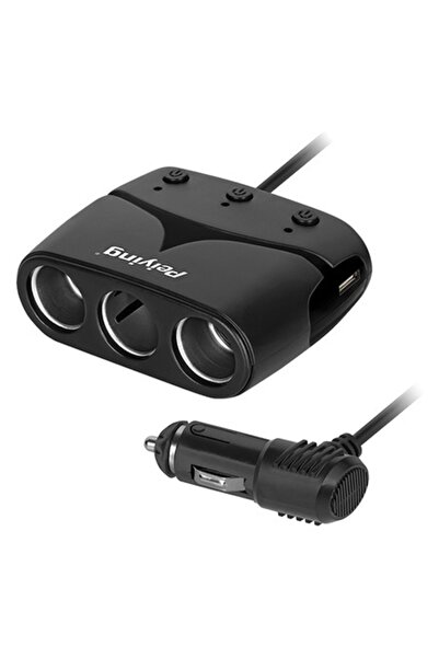 Peiying CAR LIGHTER SPLITTER X3 WITH USB AND CABLE