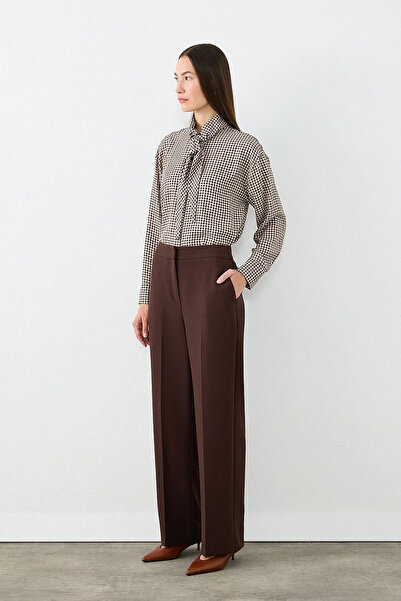 Gusto Crepe Lycra Palazzo Trousers - Brown