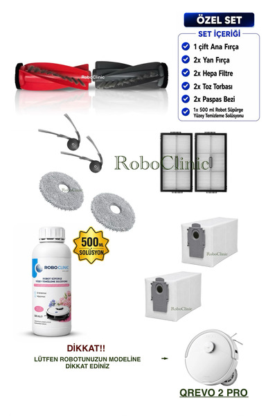 Roboclinic Roborock Qrevo 2 Pro Robot Vacuum Compatible Replacement Parts Set...