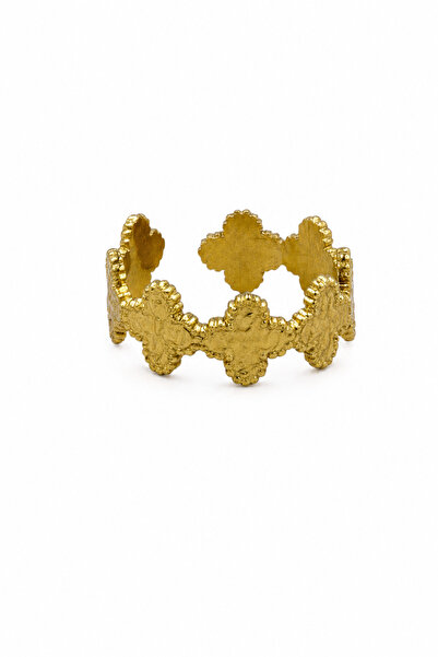Jack Ferrero Yellow Color Patterned Adjustable Steel Ring - Stylish and Durab...