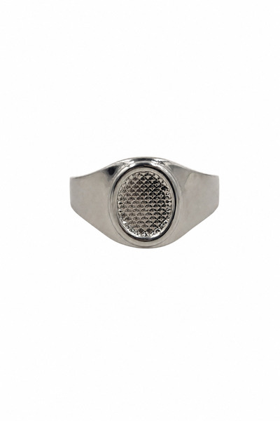 Jack Ferrero Unisex Oval Patterned Stylish and Durable Steel Ring