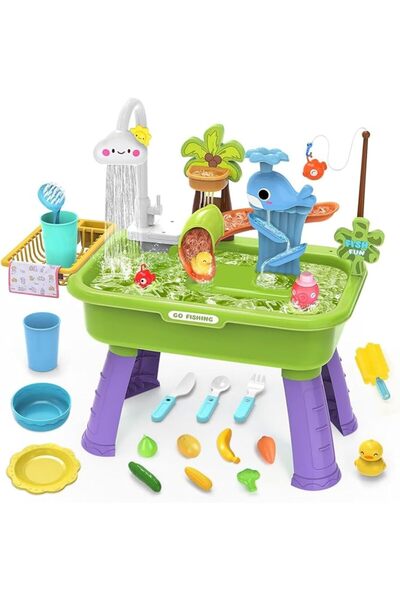 GENERAL Upgraded Play Sink with Running Water, Water Table for Kids Ages 1-3,...
