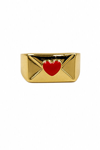 Jack Ferrero Yellow Color Heart Envelope Design Adjustable Stylish Women's Ring