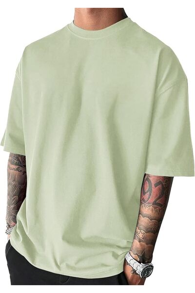 GENERAL Trendy Oversized Workout T-Shirt Short Sleeve Slim Crew Neck Lightwei...