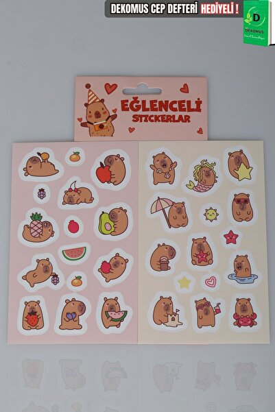 capybara 2-Piece Art Sticker Set "Dekomus Pocket Notebook with Gift"