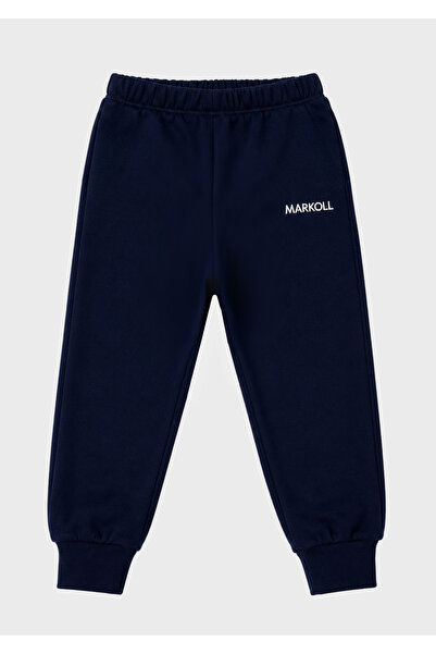 MARKOLL Boy's Sweatpants Navy Blue 3 Thread Ribbed Cuffs Comfortable Fit Dail...