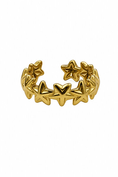 Jack Ferrero Star motif adjustable yellow color steel ring - stylish and mode...