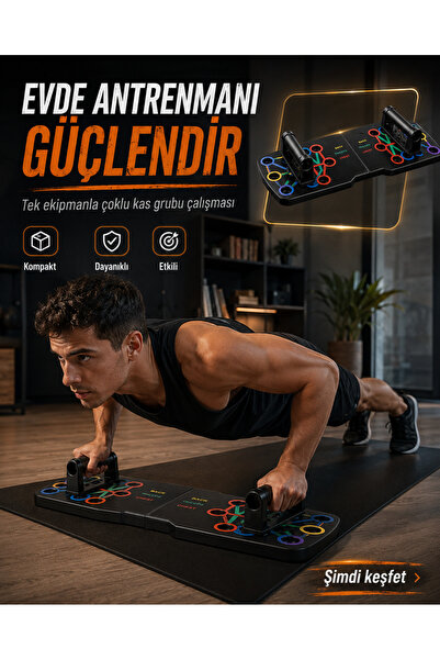 KJR Katlanabilir Çok Fonksiyonlu Push Up Board Şınav Tahtası – Göğüs, Sırt, O...