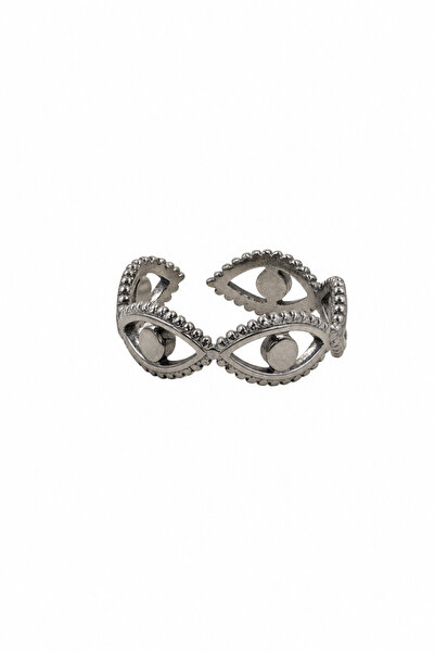 Jack Ferrero Stylish Eye Motif Adjustable Steel Ring - Modern and Durable Design