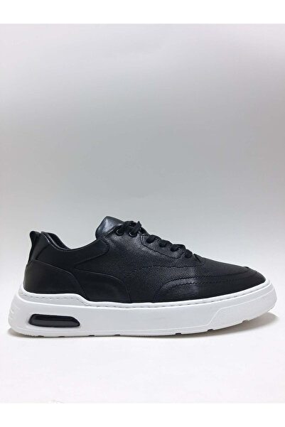 HİDAYET ÖZEL Genuine Leather Black Color Casual White Sole Lace-Up Men's Shoes