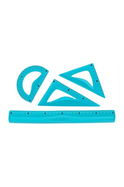OEM Set instrumente geometrie pentru școală, 4 bucăți/piese, 30cm – riglă, fl...