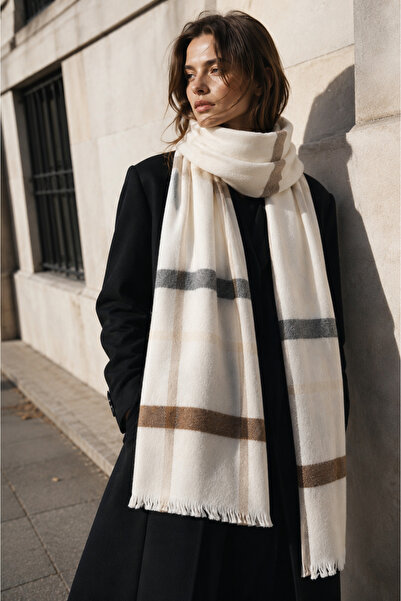 Wega Moda Striped Imported Puffy Cherry Scarf Shawl Shoulder Wrap - Curled Sc...