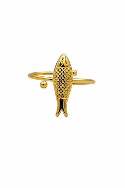 Jack Ferrero Adjustable Fish Figured Yellow Color Steel Ring