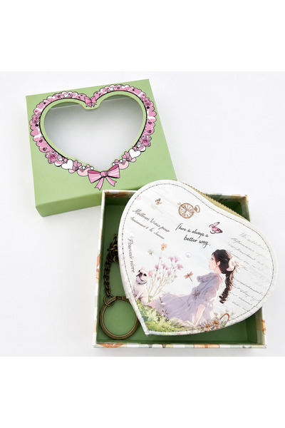 Sweet Candy Συνθετικό Γυναικείο Πορτοφόλι με Σχέδιο Κούκλας, σε Σχήμα Καρδιάς...
