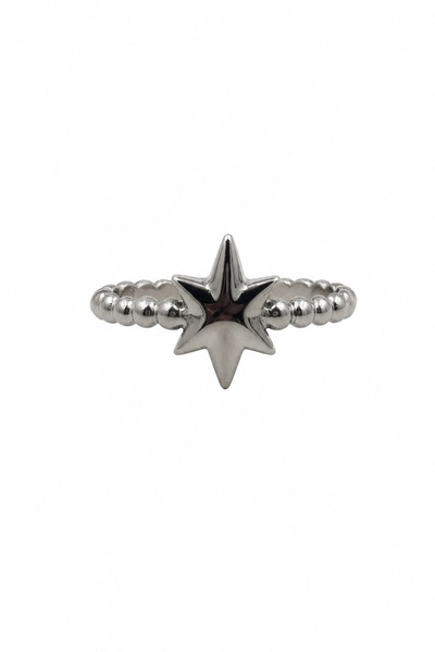 Jack Ferrero Minimalist Steel Ring with Star Motif - Adjustable Stylish Design