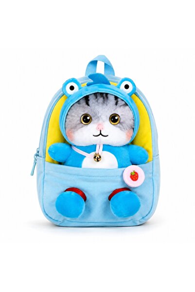 velve Children's schoolbag for kindergarten with 3D plush kitty, 28x22x10 cm,...