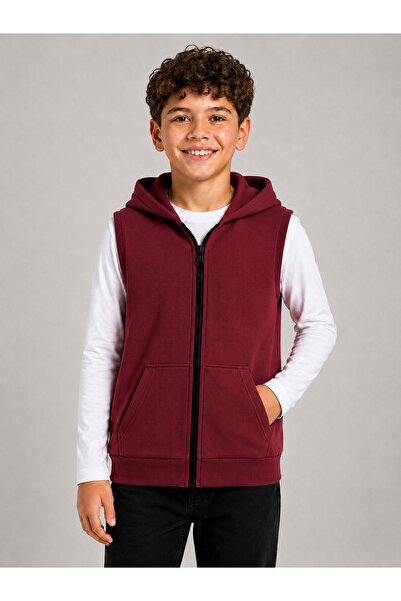 KİDSPİTİRCİK Unisex Bordo Vest 100% Cotton 3-Ply Fabric Without Threads (4 Se...