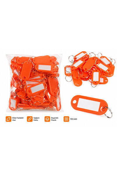 olimbera store Plastik Anahtarlık Turuncu Renk Kimlik, Pvc (100) Adet