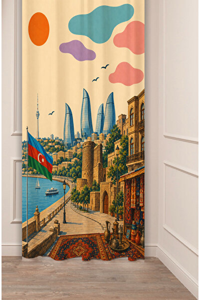 GREENDECOR Azerbaijan Baku Vintage Patterned Special Design Digital Printed B...