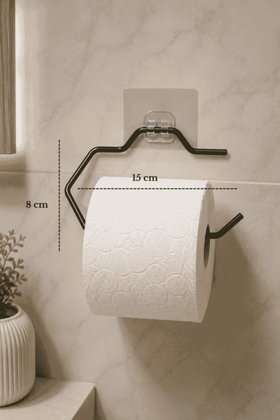 Edora Home Black Adhesive Metal Toilet Paper Hanger, No Drilling Mounting Bat...