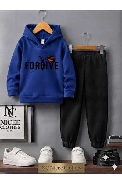 NC Nicee Clothes Children's Tracksuit Set Unisex (Black Forgive Red Rose Prin...