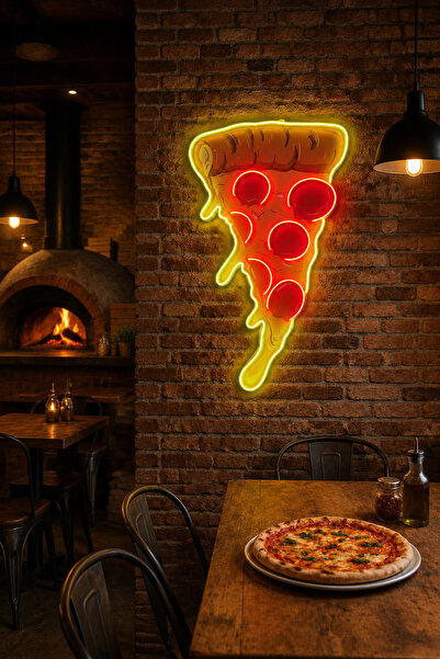 Konya Neon TR Pizza Dilimi Neon LED Işıklı Duvar Tablosu
