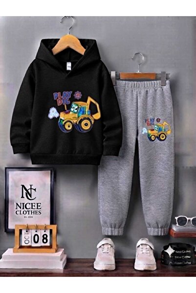 Leto Lykia Children's Tracksuit Unisex (Yellow Shovel Tractor Winter Print)