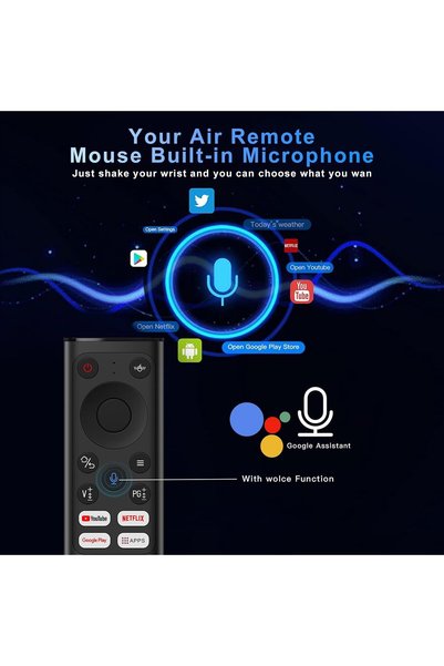 Brix Universal TV Remote Mini Keyboard Wireless Combo with Voice Air Mouse, IR Learning, Rechargeable Keypad Controller for Android TV Box,
