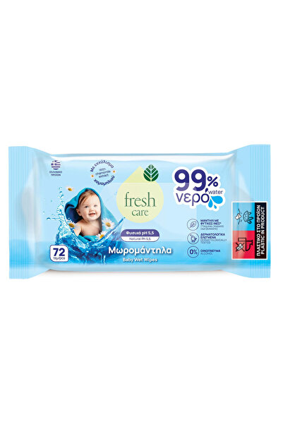 freshcare Fresh Care Μωρομάντηλα με 99% Νερό, χωρίς Οινόπνευμα & Parabens 72τμχ