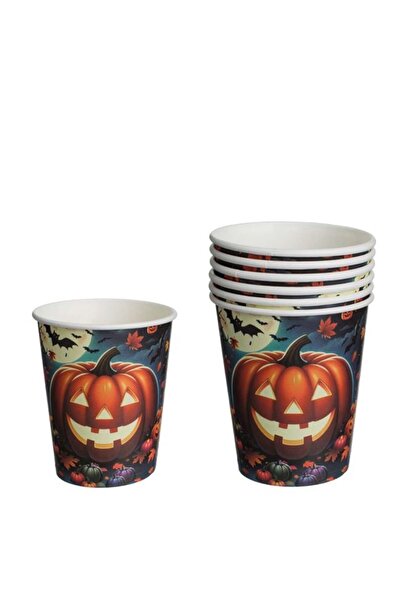 Jumbo Pahare de petrecere din carton cu design dovleac de Halloween, 240 ml -...
