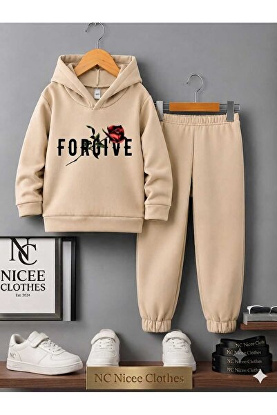 NC Nicee Clothes Children's Tracksuit Set Unisex (Black Forgive Red Rose Prin...