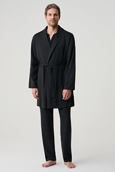 First Touch Comfortable Cut Dressing Gown with Warm Buttons