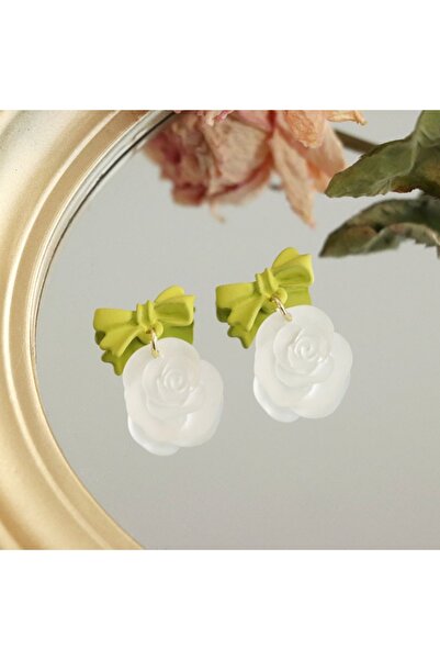 dorbe Women's Green Floral Steel Earrings