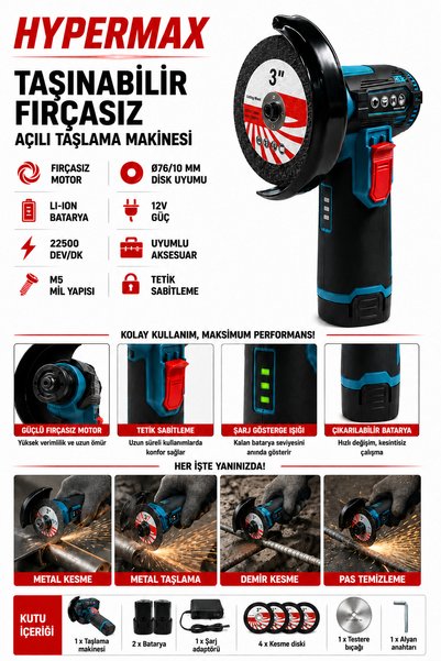 hypermax 76 Mm Mini Spiral Taşlama Makinesi