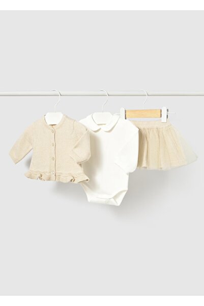 MAYORAL Newborn Baby Girl 3-Piece Set with Cardigan