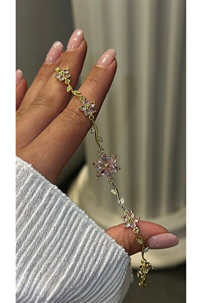 GLARE JEWELRY CO Flower Model Elegant Zircon Stone Stainless Steel Bracelet 1...