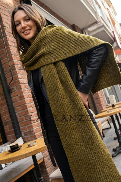 LAGRANZE Women's Thick Ribbed Thessaloniki Knitted Scarf
