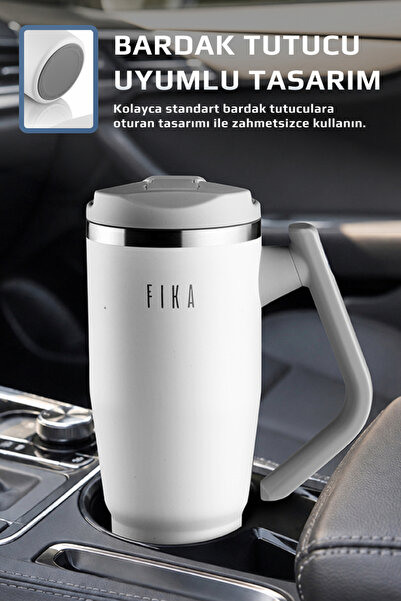 NEOFLAM Fika Lumi Patented Leak-Proof Steel Thermos with Rotating Handle 1200 ml - White