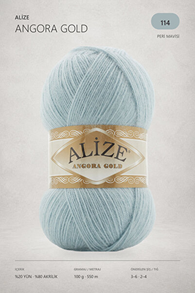 Alize Angora Gold 20% Μαλλί Νήμα Πλεξίματος στο Χέρι 114 Fairy Blue