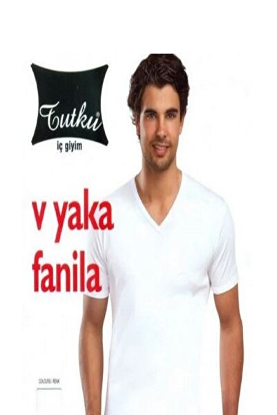 Zulu Ticaret Tutku-Tutku White V-Neck T-Shirt with Half Sleeves (Size XL) 3 P...