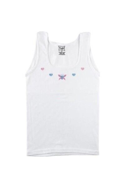 Zulu Ticaret Girl's White 6-Piece Undershirt 3-4 Years Old Wide Strap Embroid...