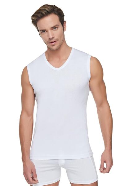 Zulu Ticaret Pack of 12 Men's Sports V-Neck Zero Sleeve Undershirt